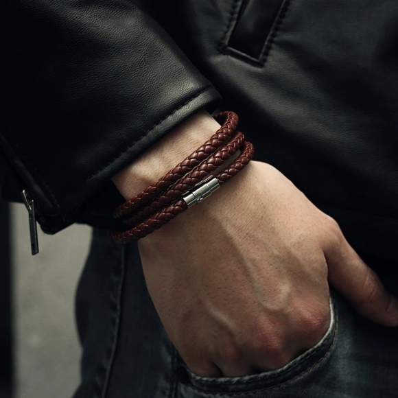 COPY - Men's leather braided rope necklace - Picture 9 of 9